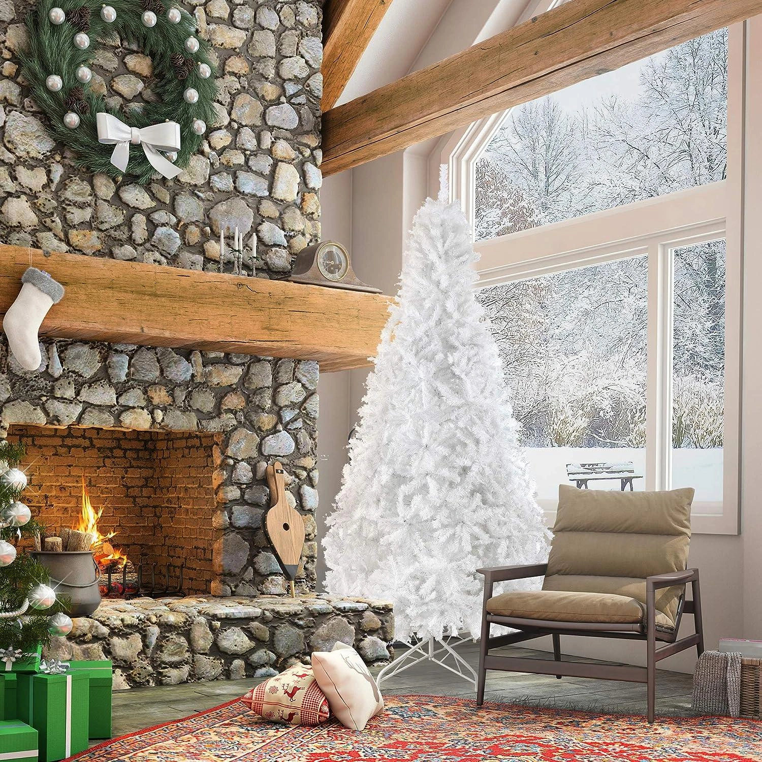 Sparkling 10ft White Christmas Tree - 2150 Tips, Perfect Festive Cheer!